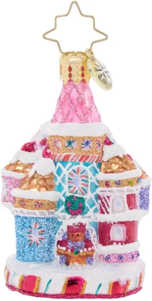 Christopher Radko Hand-Crafted European Glass Christmas Tree Decorative Ornament, Candy Cane Castle Gem