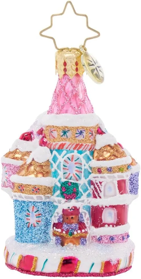 Christopher Radko Hand-Crafted European Glass Christmas Tree Decorative Ornament, Candy Cane Castle Gem