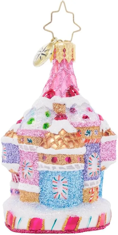 Christopher Radko Hand-Crafted European Glass Christmas Tree Decorative Ornament, Candy Cane Castle Gem