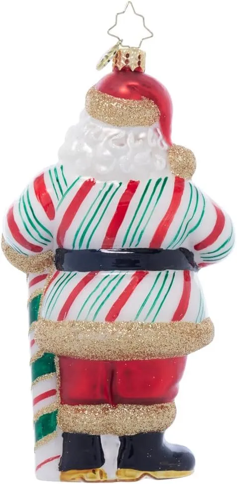 Christopher Radko Hand-Crafted European Glass Christmas Tree Decorative Ornament, Jolly Old Candy Cane Claus