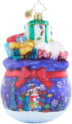 Christopher Radko Hand-Crafted European Glass Christmas Tree Decorative Ornament, Snowman's Special Delivery
