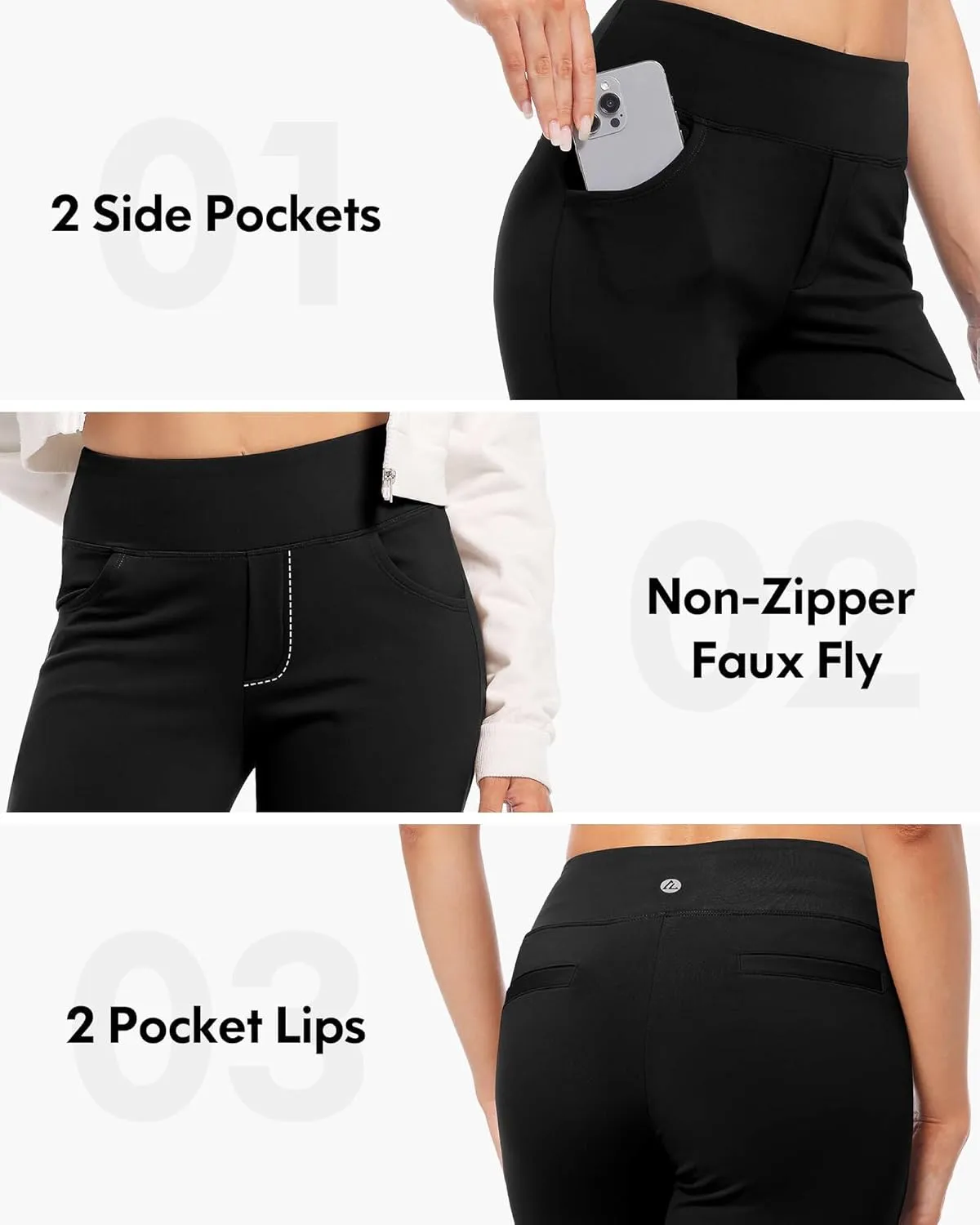 CL convallaria Flare Leggings Women's Fleece Lined Pants Thermal Warm Yoga Pants with Pockets