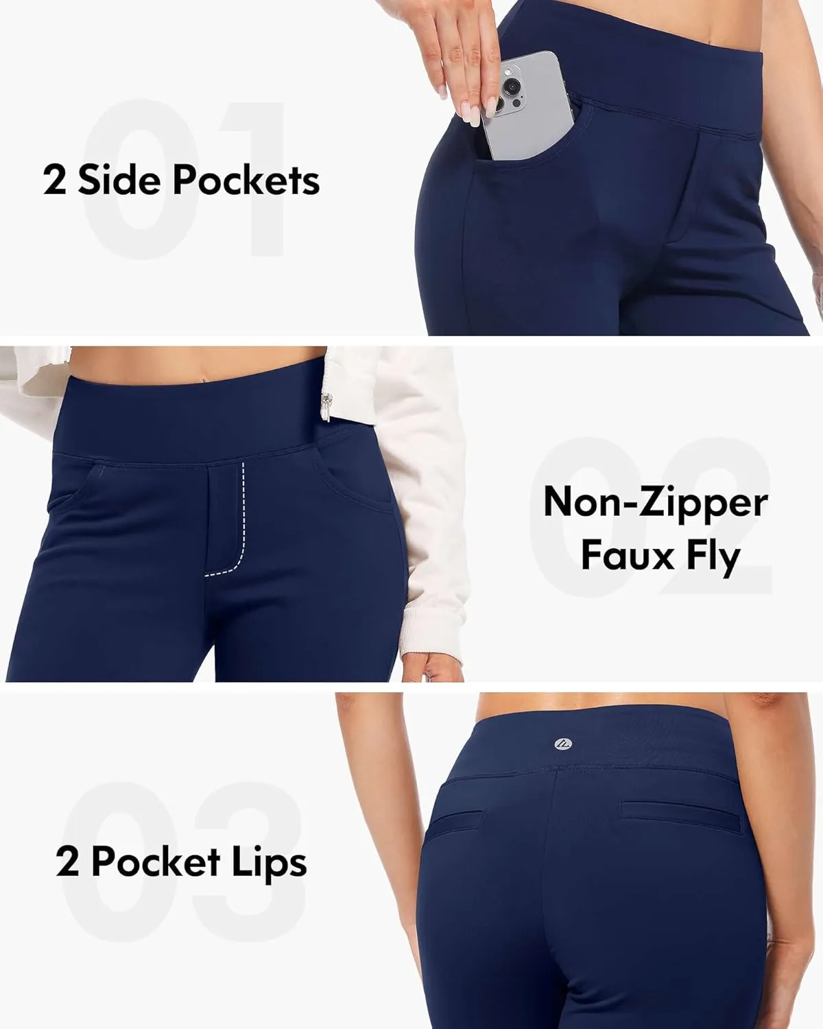 CL convallaria Flare Leggings Women's Fleece Lined Pants Thermal Warm Yoga Pants with Pockets
