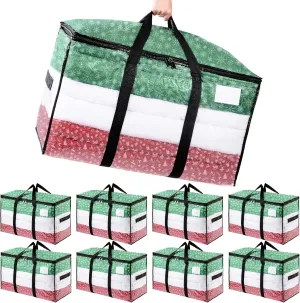 Clear Extra Large Moving Bags 8 Packs, Heavy Duty Storage Bags with Zipper & Wrap Handles, Collapsible Storage Totes with Tag Pocket for Home & Dorm