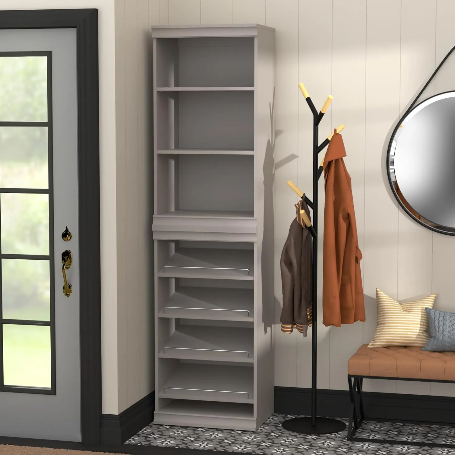 ClosetMaid Modular Storage 21.38-inch W 7-Shelf Wood Closet System with Shoe Storage, Smoky Taupe