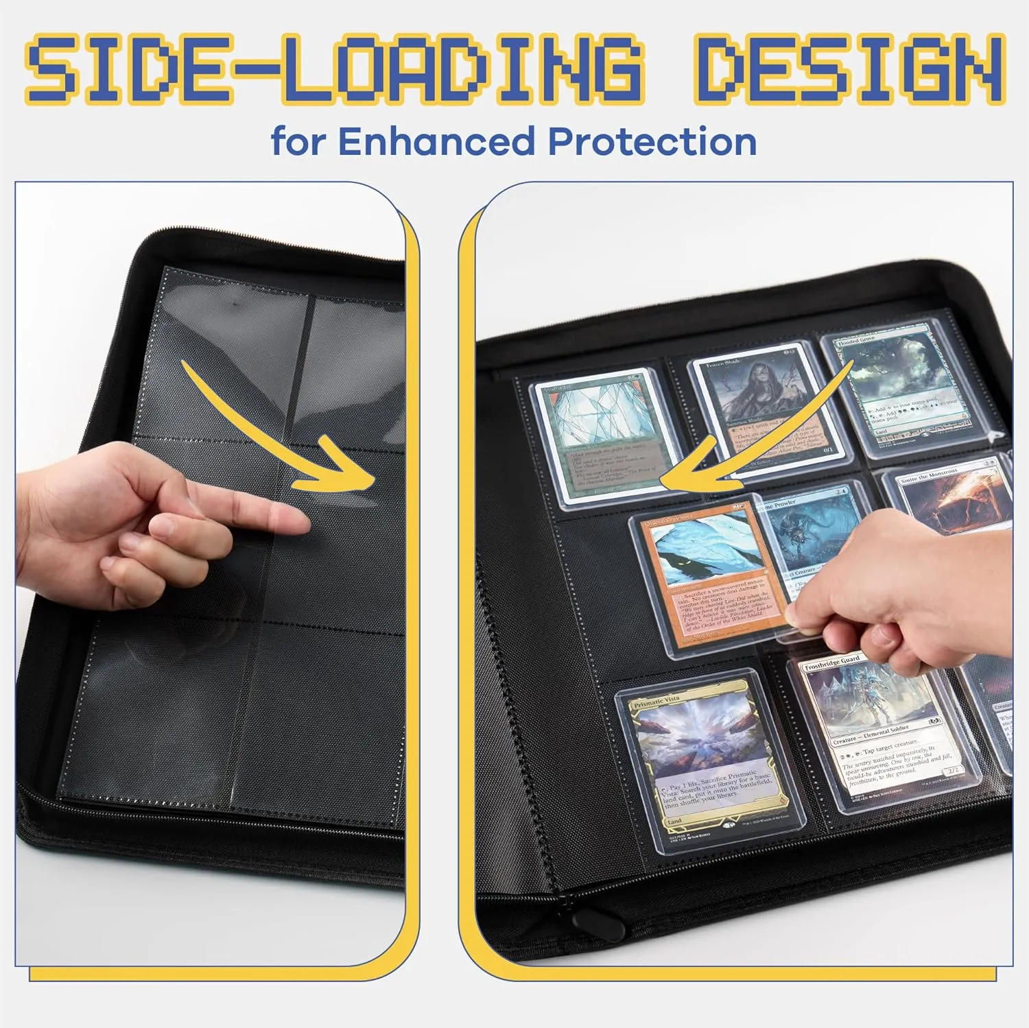CLOVERCAT 9-Pocket Toploader Card Binder – Holds 252 Cards   20 Removable Sleeves, Trading Card Storage Case for MTG, Yugioh, TCG & Gaming Collections（Blue）