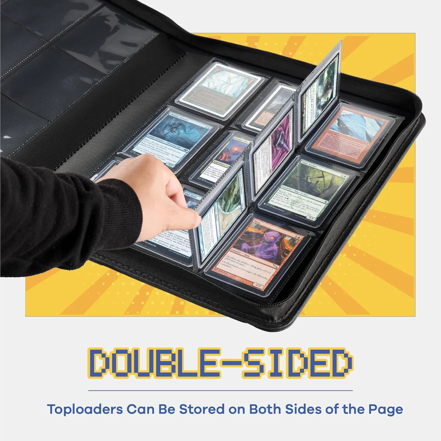 CLOVERCAT 9-Pocket Toploader Card Binder – Holds 252 Cards   20 Removable Sleeves, Trading Card Storage Case for MTG, Yugioh, TCG & Gaming Collections（Blue）