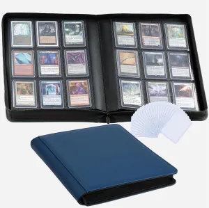 CLOVERCAT 9-Pocket Toploader Card Binder – Holds 252 Cards   20 Removable Sleeves, Trading Card Storage Case for MTG, Yugioh, TCG & Gaming Collections（Blue）