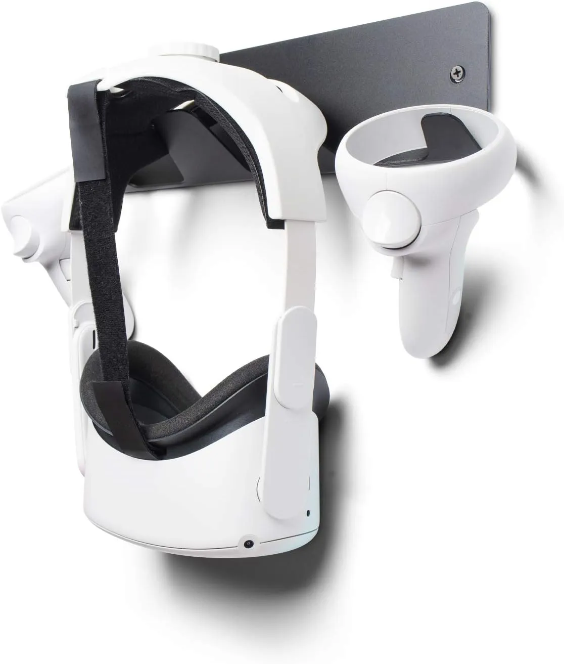 CNBEYOUNG Metal VR Headset Wall Mount Storage Stand Hook Compatible with Quest 3S 3 Quest 2 Pro, Apple Vision Pro, Valve Index, PSVR 2, HTC Vive VR XR Headsets and Controllers(Aluminum Alloy-Black)