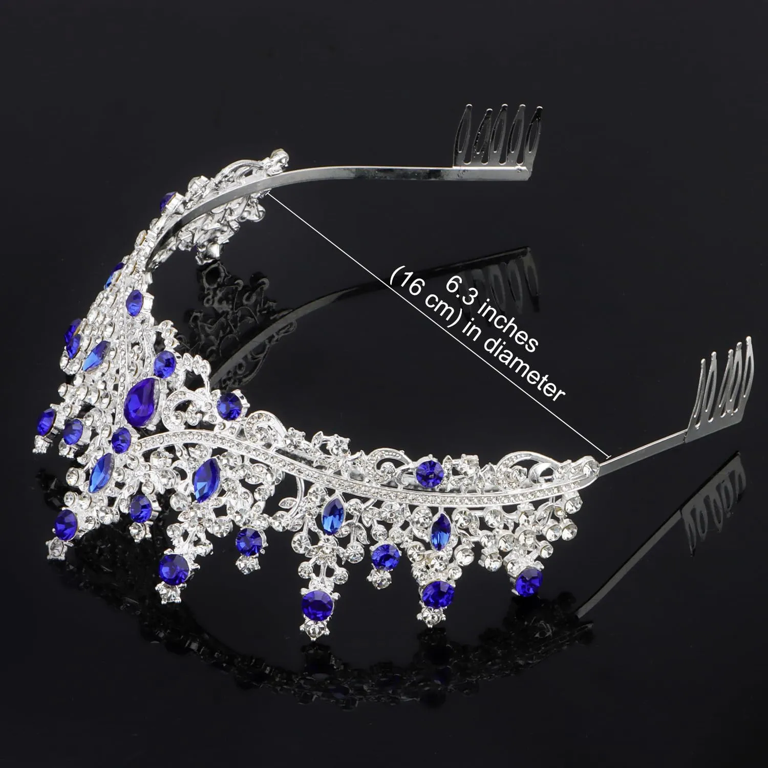COCIDE Blue Crystal Tiaras and Crowns for Women Princess Queen Crowns for Women Rhinestone Tiaras for Girls Bride Wedding Hair Accessories for Bridal Birthday Party Prom Halloween Cosplay Christmas