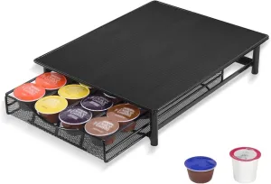 Coffee Pod Holder Storage Drawer Compatible with Dolce Gusto and K cup Capsules,24 Pod Pack Holder, Compact Under Coffee Pot Storage, Great for Small Space Counters.