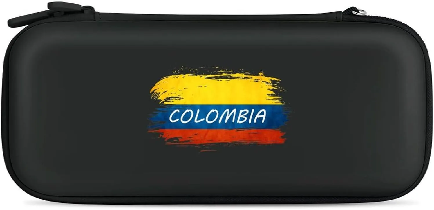 Colombian Flag Hard Shell Travel Case with Rope 15 Game Card Pockets Compatible with Switch Protective