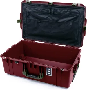 ColorCase Pelican 1595 Case OxBlood - Large Sized Waterproof Case with Combo Pouch Lid Organizer- OD Green Handles & Latches