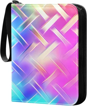 Colorful Background Card Binder Trading Cards Holder 4-Pocket，Album Pages Card Display Sleeves Fits 400 Cards Collector Book