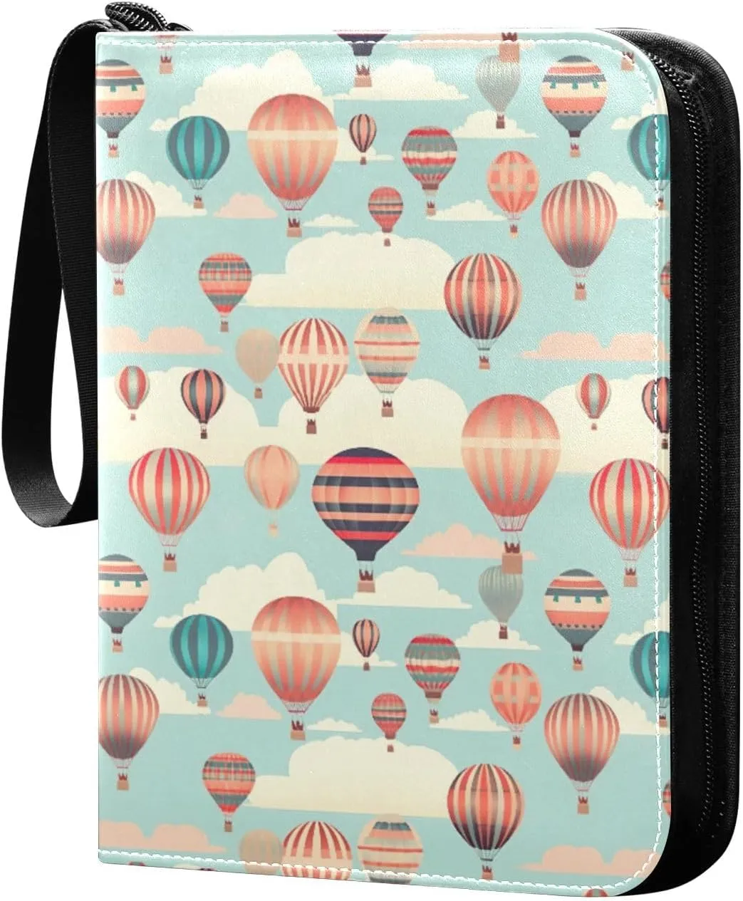 Colorful Balloon(2) Striped Watermelon Card Binder with 50 Removable Page Sleeves PU Leather Collectible Trading Card Albums Book with Zipper for Games Card,Baseball Cards