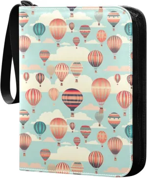 Colorful Balloon(2) Striped Watermelon Card Binder with 50 Removable Page Sleeves PU Leather Collectible Trading Card Albums Book with Zipper for Games Card,Baseball Cards