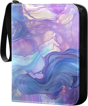 Colorful Bubbles Card Binder with 50 Removable Page Sleeves PU Leather Collectible Trading Card Albums Book with Zipper for Games Card,Baseball Cards