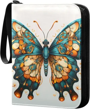 Colorful Butterfly Card Binder 4 Pocket Trading Card Binder Portable Cards Collection Book with Zipper