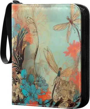 Colorful Flowers Card Binder with 50 Removable Page Sleeves PU Leather Collectible Trading Card Albums Book with Zipper for Games Card,Baseball Cards