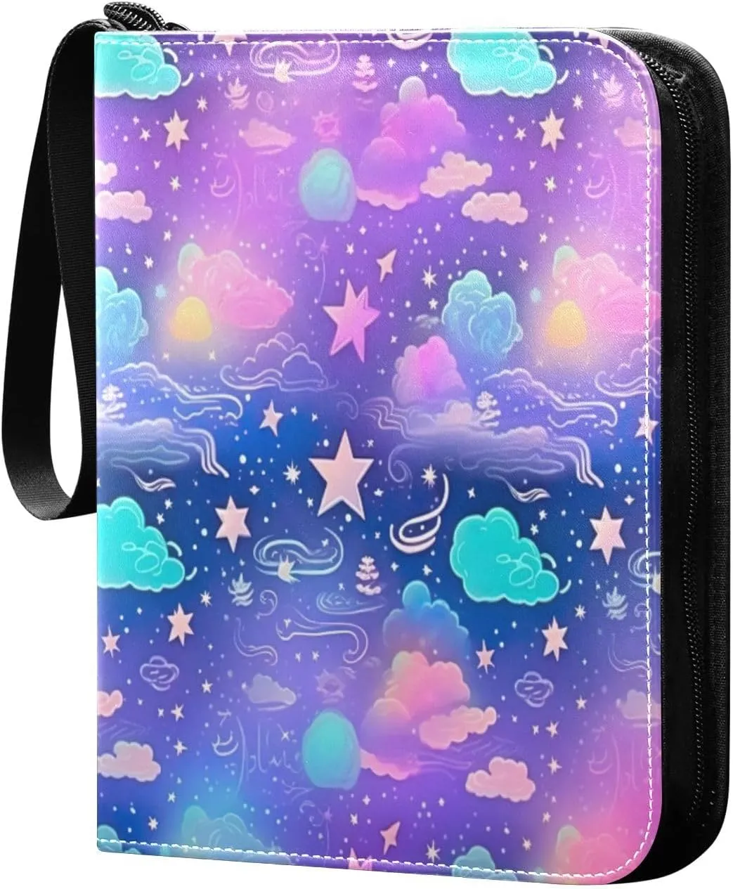 Colorful Flyer Card Binder with 50 Removable Page Sleeves PU Leather Collectible Trading Card Albums Book with Zipper for Games Card,Baseball Cards
