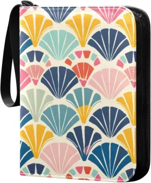 Colorful Geometric Shell Card Binder 4 Pocket Trading Card Binder Portable Cards Collection Book with Zipper