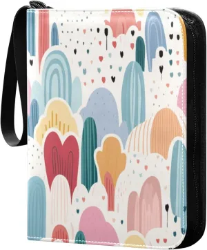 Colorful Rainbows Card Binder with Double Sided PU Leather Holder Albums Book with 400 Pockets for Collectible Trading Card Games Card