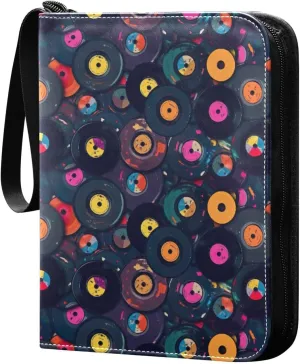 Colorful Records Striped Watermelon Card Binder with 50 Removable Page Sleeves PU Leather Collectible Trading Card Albums Book with Zipper for Games Card,Baseball Cards