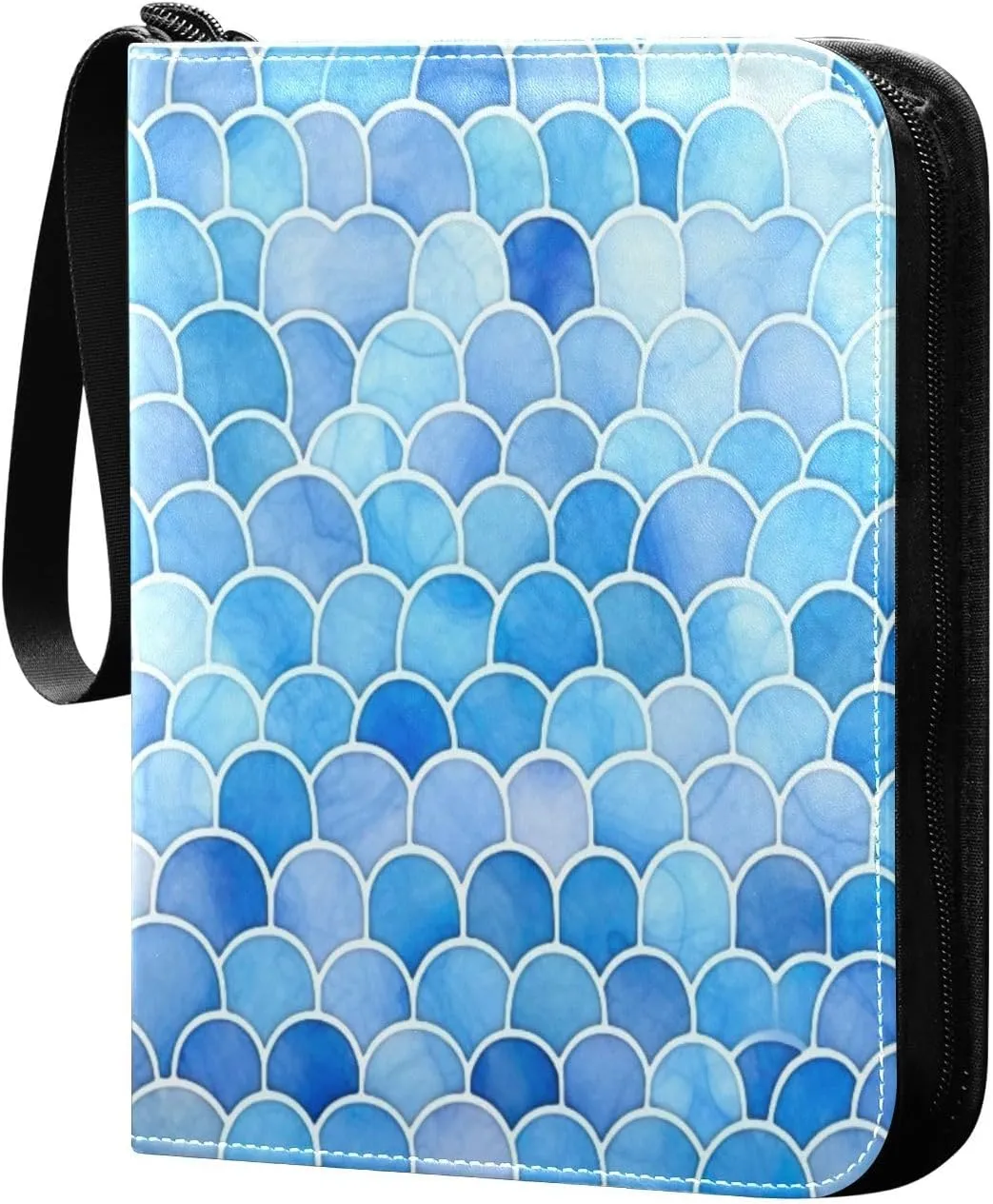 Colorful Scales Card Binder with 50 Removable Page Sleeves PU Leather Collectible Trading Card Albums Book with Zipper for Games Card,Baseball Cards