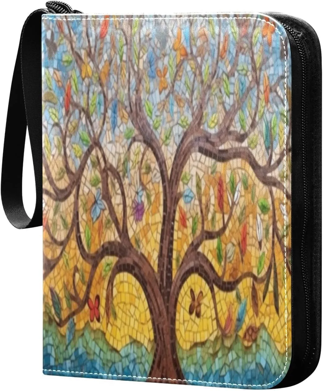 Colorful Tree Card Binder with Double Sided PU Leather Holder Albums Book with 400 Pockets for Collectible Trading Card Games Card