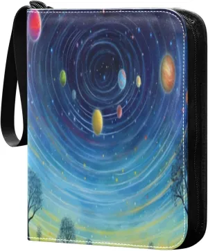 Colorful Universe Card Binder with Double Sided PU Leather Holder Albums Book with 400 Pockets for Collectible Trading Card Games Card