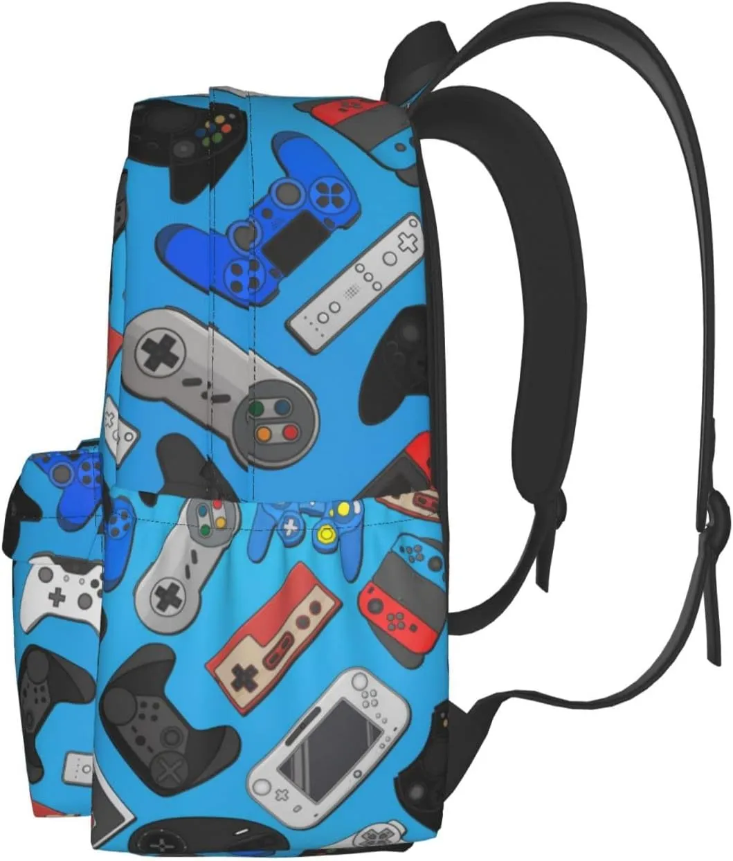 Colorful Video Game Controller Background Large Capacity Backpack Lightweight Personalized Laptop Bag Tablet Travel School Bag with Multiple Pockets