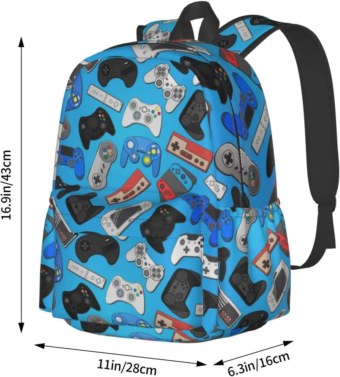 Colorful Video Game Controller Background Large Capacity Backpack Lightweight Personalized Laptop Bag Tablet Travel School Bag with Multiple Pockets