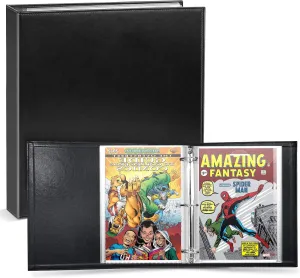 Comic Book Storage Album, Comic Book Binder - for Current, Silver Age, Regular Comics Bagged and Boarded, Binder with 12 Super Heavyweight Sleeves, Acid-Free, Gift for Comic Collectors