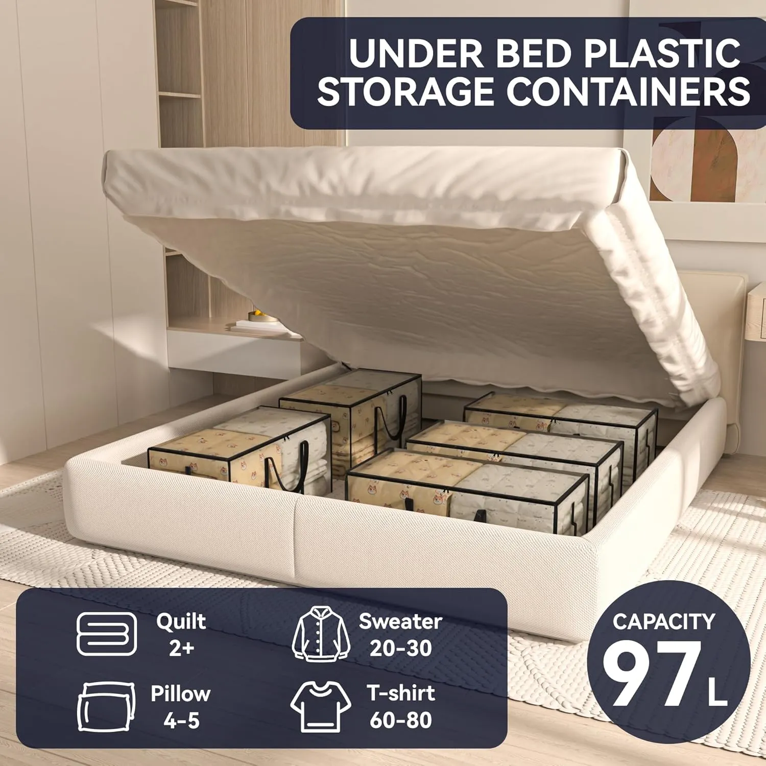CONGREGATE 97L Moving,4 pack extra large moving bags with zippers，bagsmoving bags heavy duty，,closet storage,Storage Containers for Organizing Bedroom,Closet, Clothing,storage totes with lids