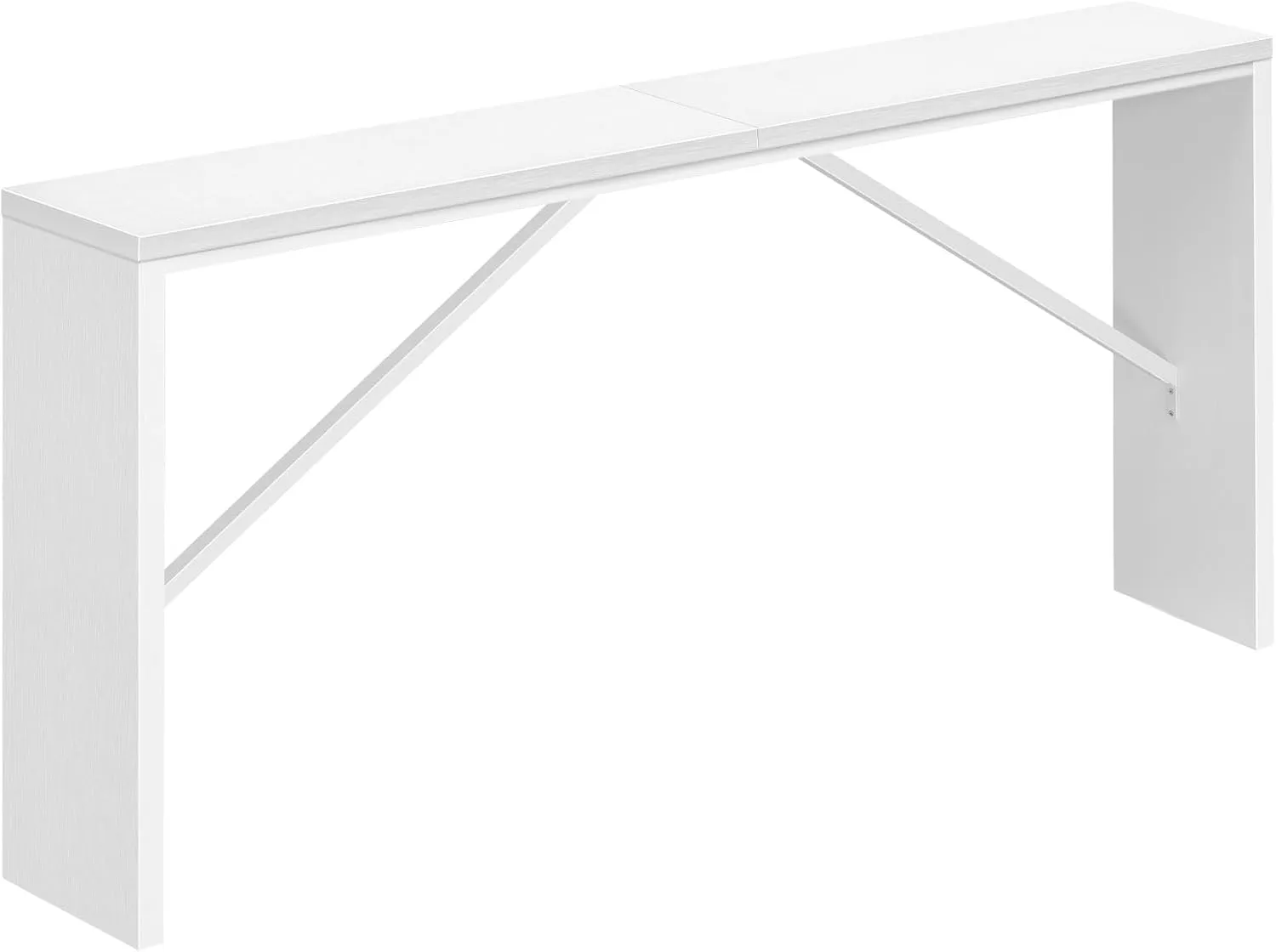 Console Table, 62.2" Long Sofa Table Behind Couch, Narrow Entryway Table, Farmhouse Dining Table with Angled Metal Frame, Industrial Console Table for Entryway, White CTWT15801