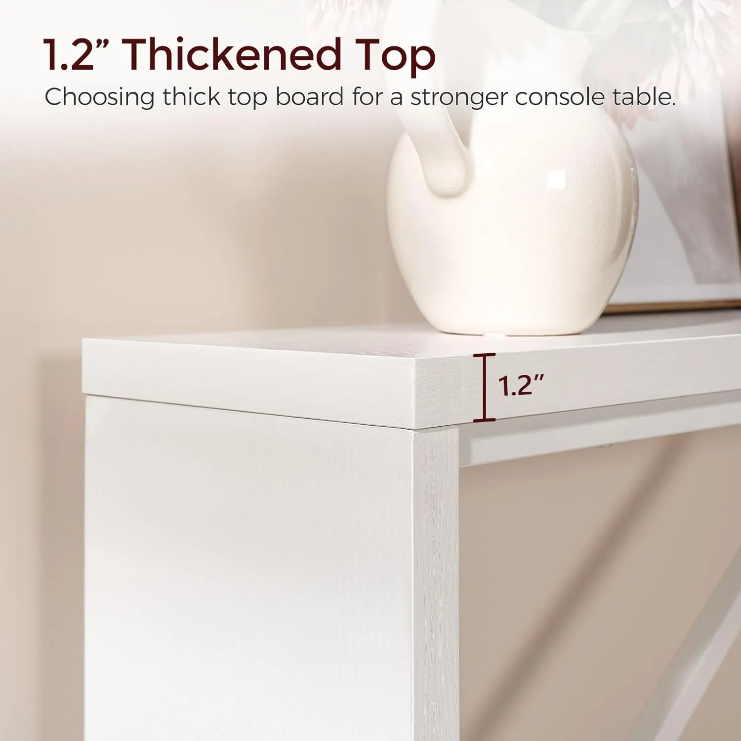 Console Table, 62.2" Long Sofa Table Behind Couch, Narrow Entryway Table, Farmhouse Dining Table with Angled Metal Frame, Industrial Console Table for Entryway, White CTWT15801