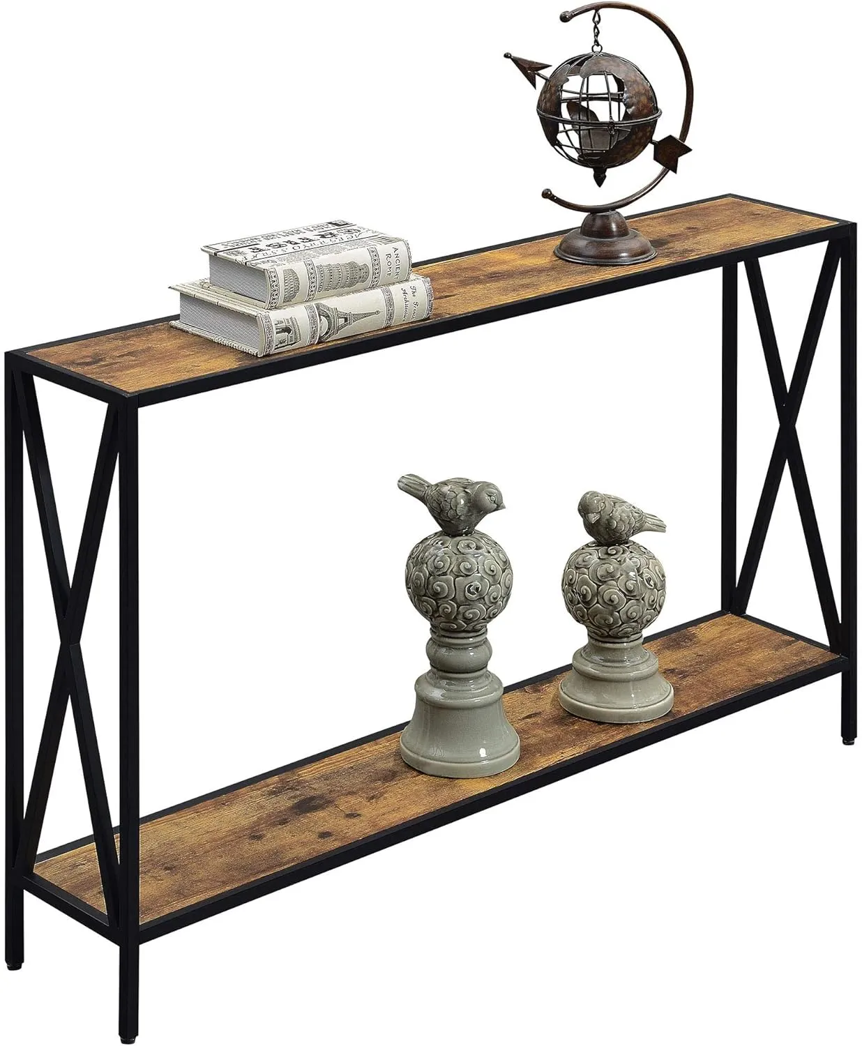 Convenience Concepts Tucson Console Table 47.25" - Modern Sofa Table with Storage Shelf, Entryway Hall Table for Living Room, Barnwood/Black