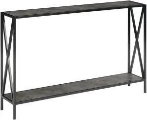 Convenience Concepts Tucson Console Table 47.25" - Modern Sofa Table with Storage Shelf, Entryway Hall Table for Living Room, Cement/Black