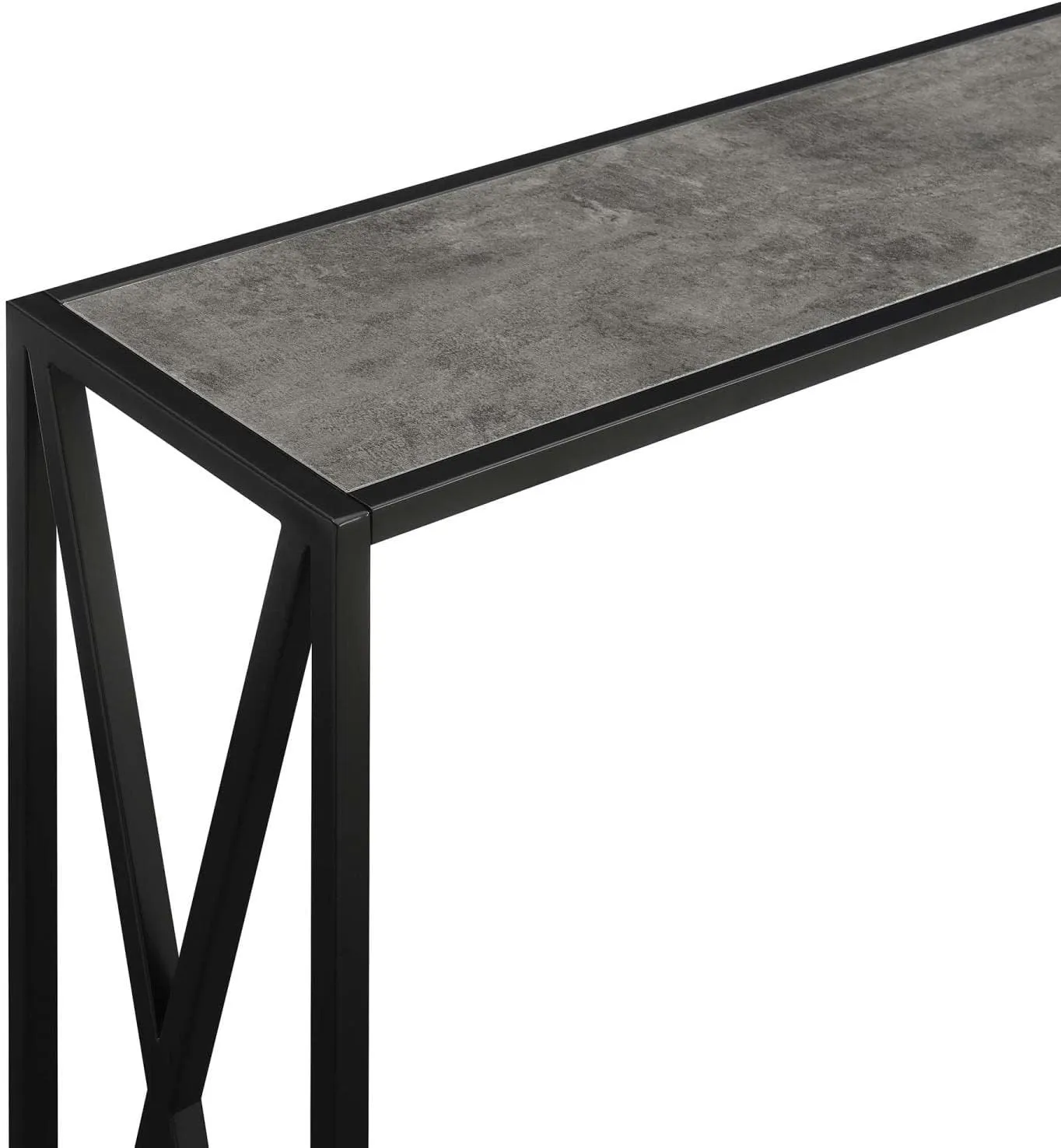 Convenience Concepts Tucson Console Table 47.25" - Modern Sofa Table with Storage Shelf, Entryway Hall Table for Living Room, Cement/Black