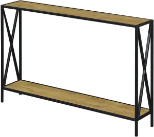 Convenience Concepts Tucson Console Table 47.25" - Modern Sofa Table with Storage Shelf, Entryway Hall Table for Living Room, English Oak/Black
