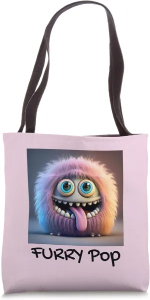Cool Furry Bounce Pop Monster Illustration Graphic Designs Tote Bag