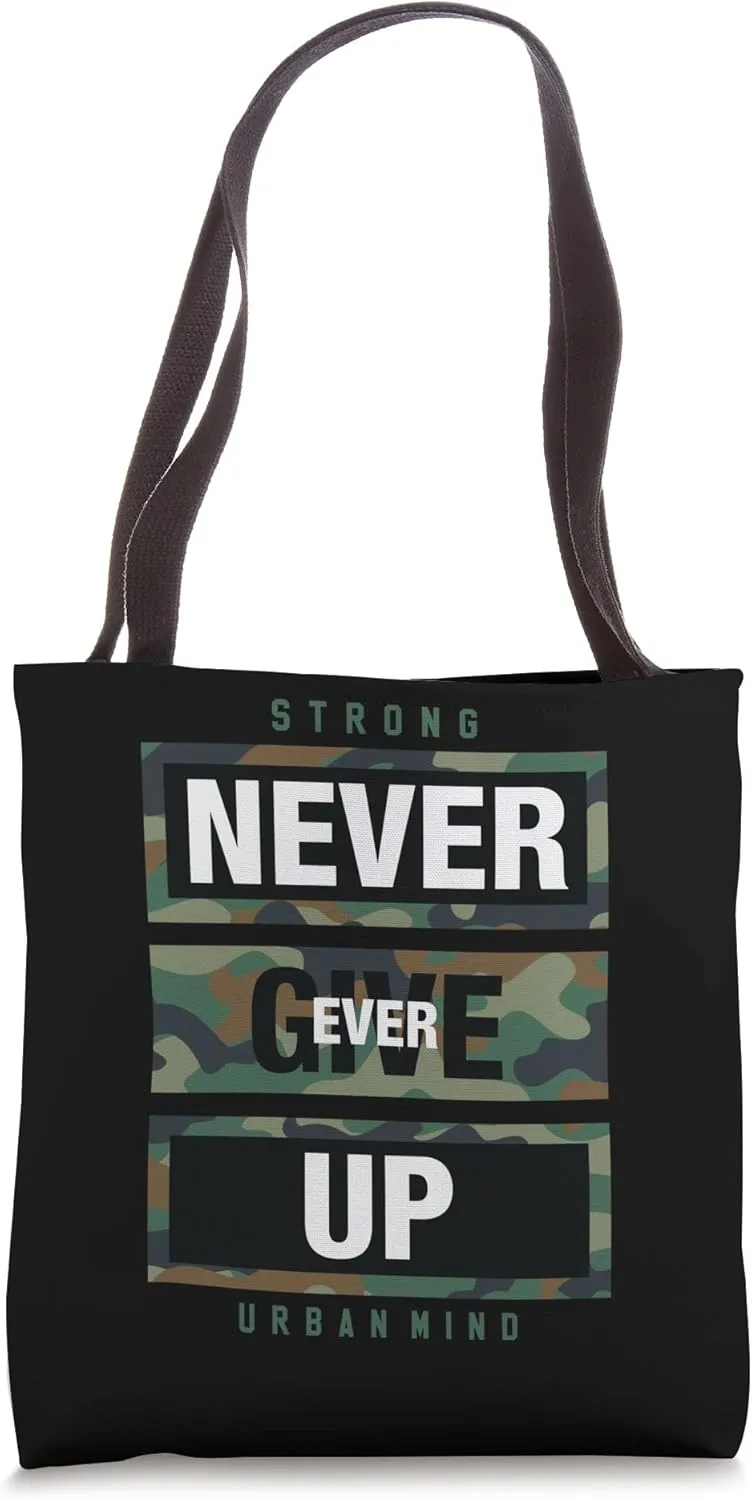 Cool Never Ever Give Up Never Surrender Illustration Graphic Tote Bag