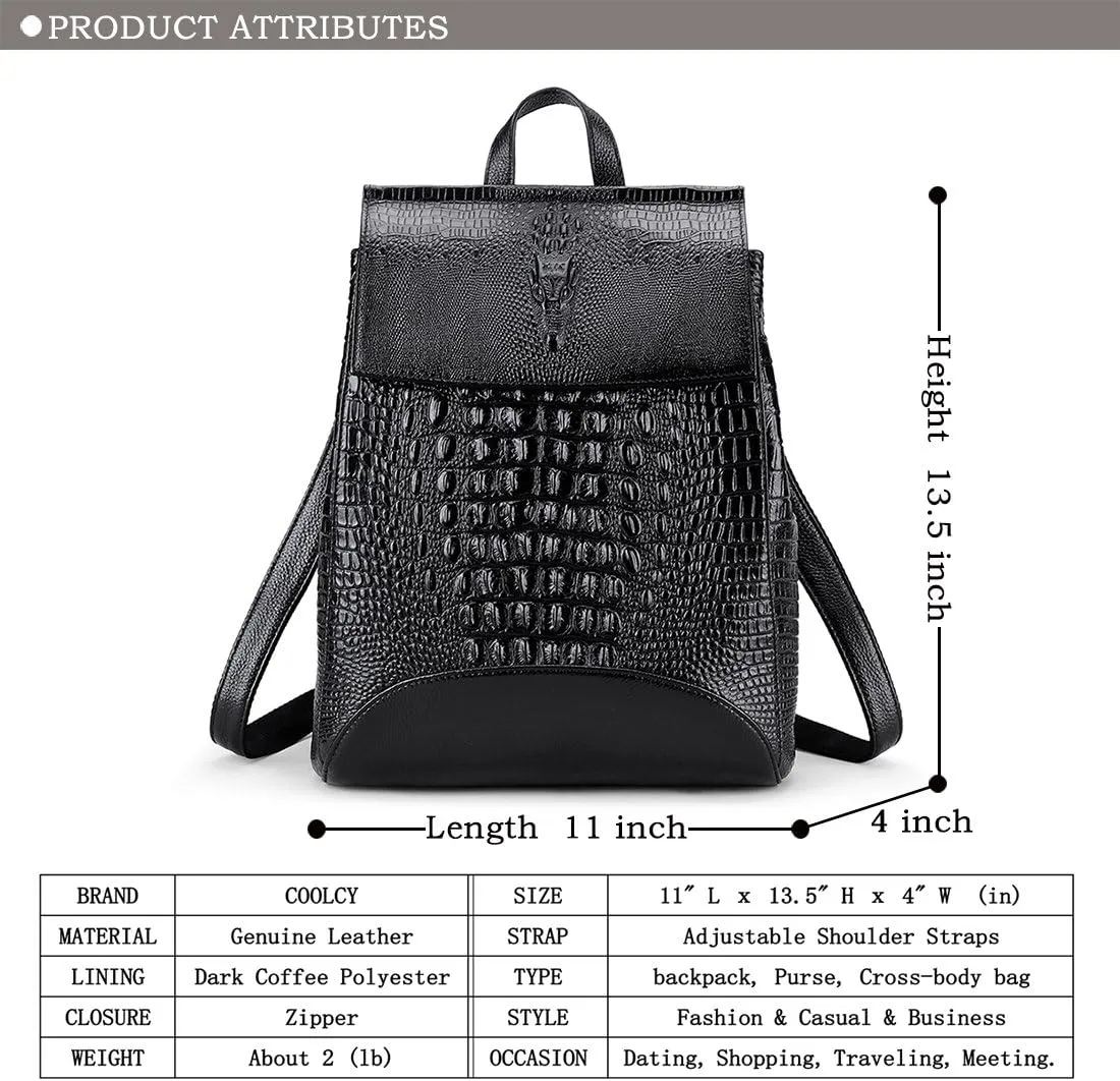 COOLCY Women Real Leather Backpack Shoulder Bag