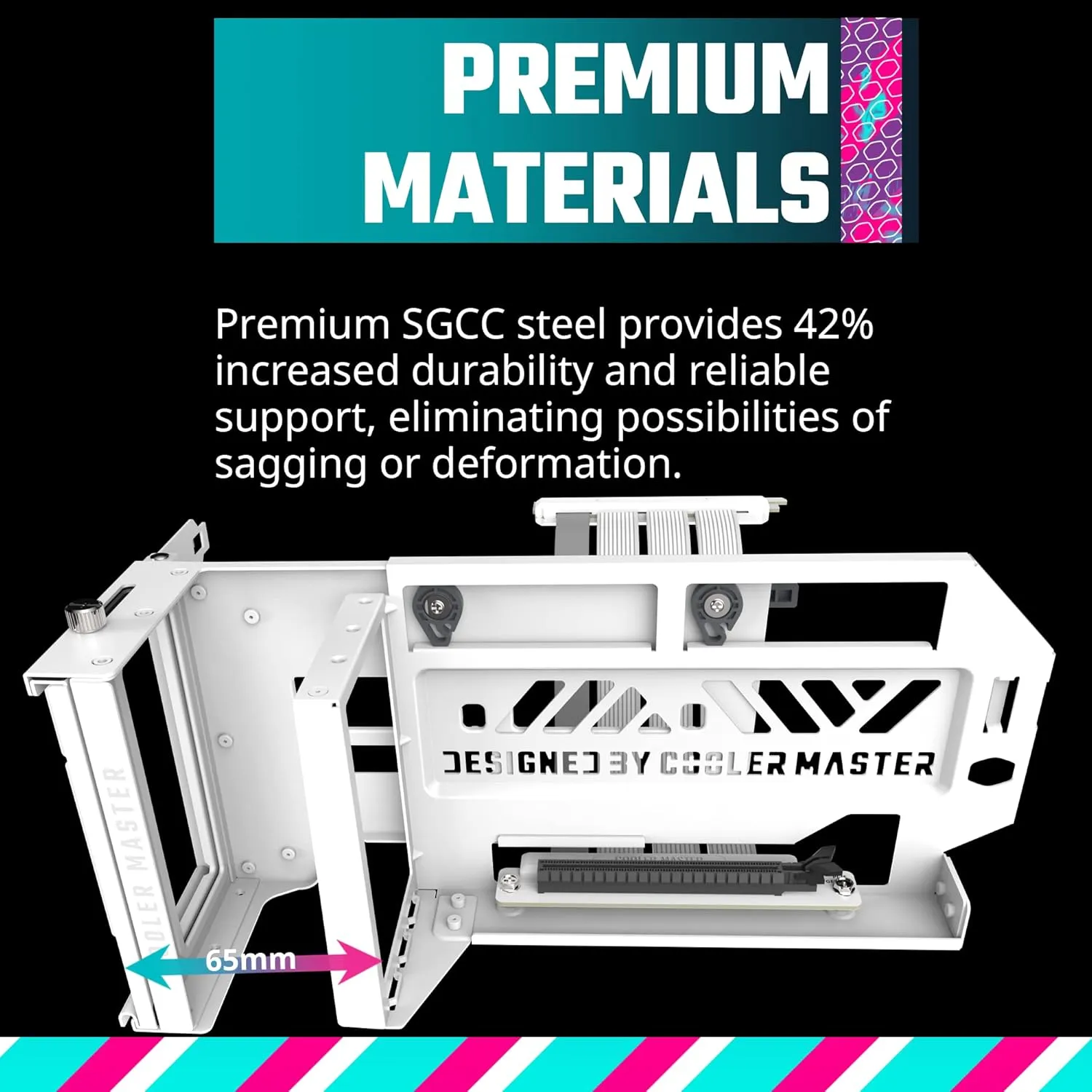 Cooler Master MasterAccessory Vertical GPU Card Holder Kit V3 White, Premium Riser Cable PCI-E 4.0 x16-165mm, PCIe 3.0 Compatible, Adjustable Length for E-ATX|ATX|Micro ATX Case (MCA-U000R-WFVK03)