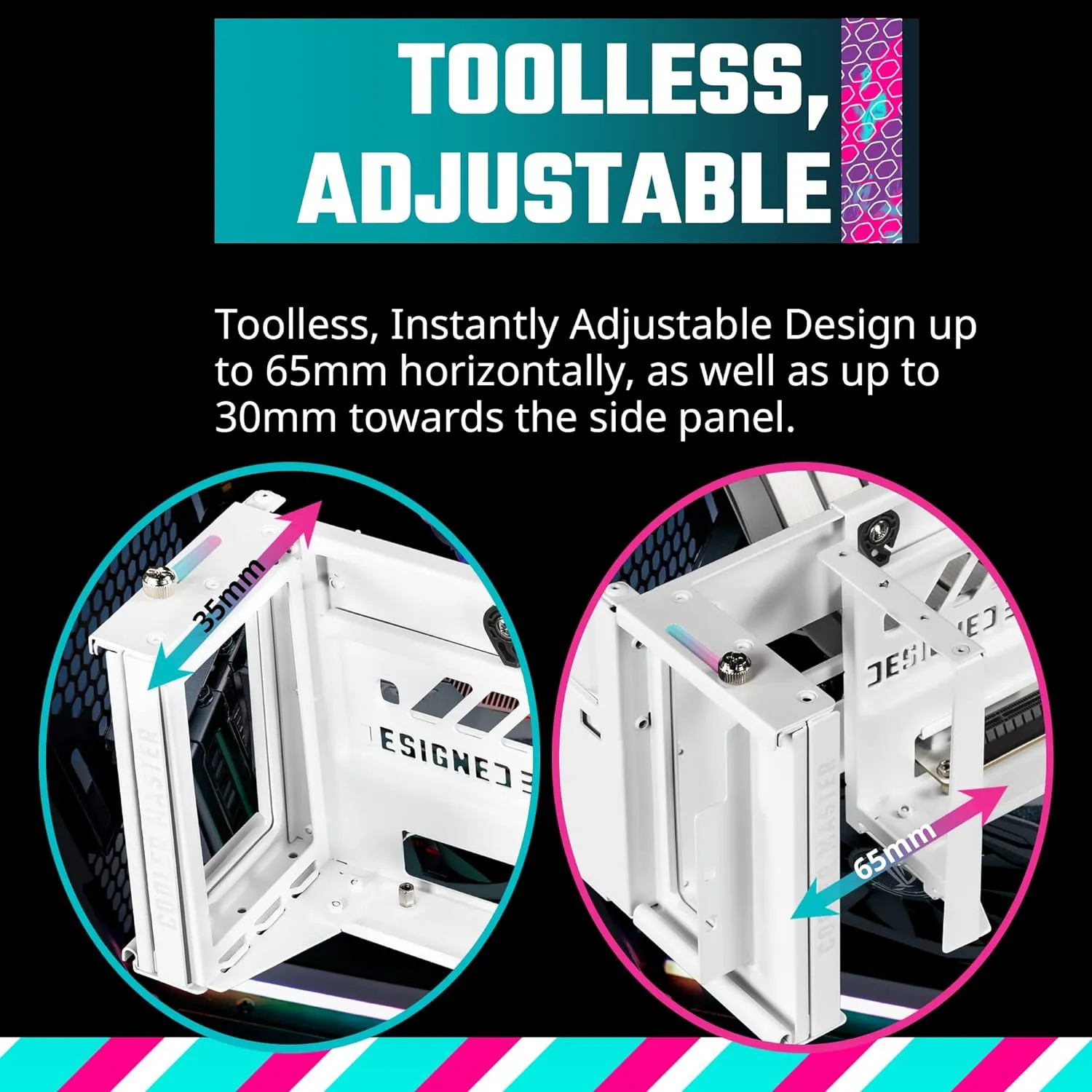 Cooler Master MasterAccessory Vertical GPU Card Holder Kit V3 White, Premium Riser Cable PCI-E 4.0 x16-165mm, PCIe 3.0 Compatible, Adjustable Length for E-ATX|ATX|Micro ATX Case (MCA-U000R-WFVK03)