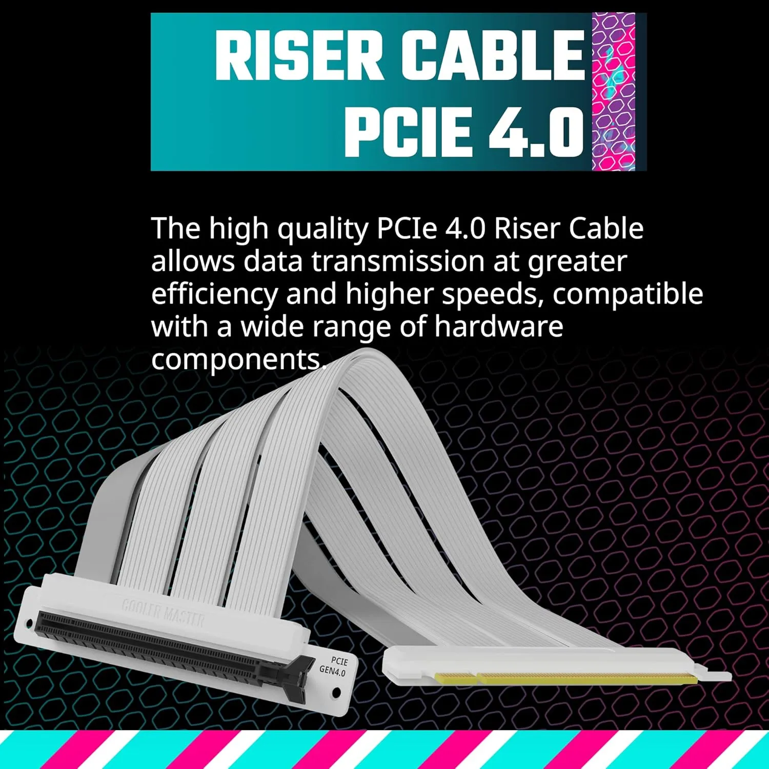 Cooler Master MasterAccessory Vertical GPU Card Holder Kit V3 White, Premium Riser Cable PCI-E 4.0 x16-165mm, PCIe 3.0 Compatible, Adjustable Length for E-ATX|ATX|Micro ATX Case (MCA-U000R-WFVK03)