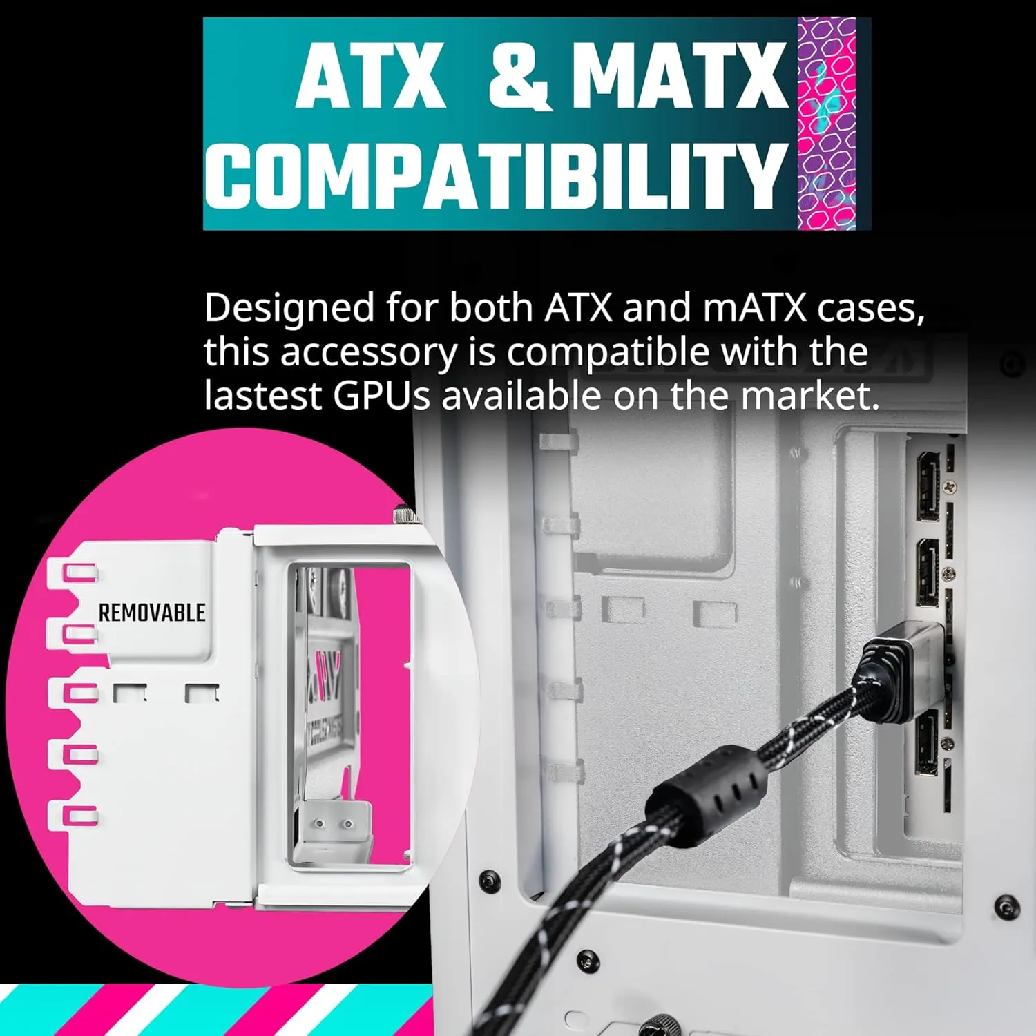 Cooler Master MasterAccessory Vertical GPU Card Holder Kit V3 White, Premium Riser Cable PCI-E 4.0 x16-165mm, PCIe 3.0 Compatible, Adjustable Length for E-ATX|ATX|Micro ATX Case (MCA-U000R-WFVK03)