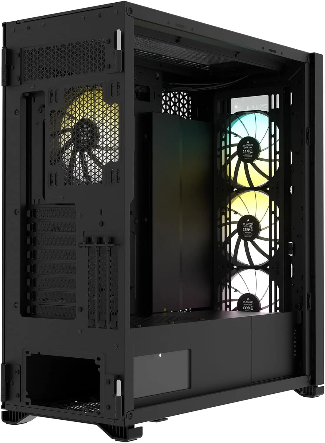 CORSAIR iCUE 7000X RGB Full-Tower ATX PC Case – Three Tempered Glass Panels – Spacious Interior – Easy Cable Management – 4x CORSAIR SP140 RGB ELITE Fans Included – Black