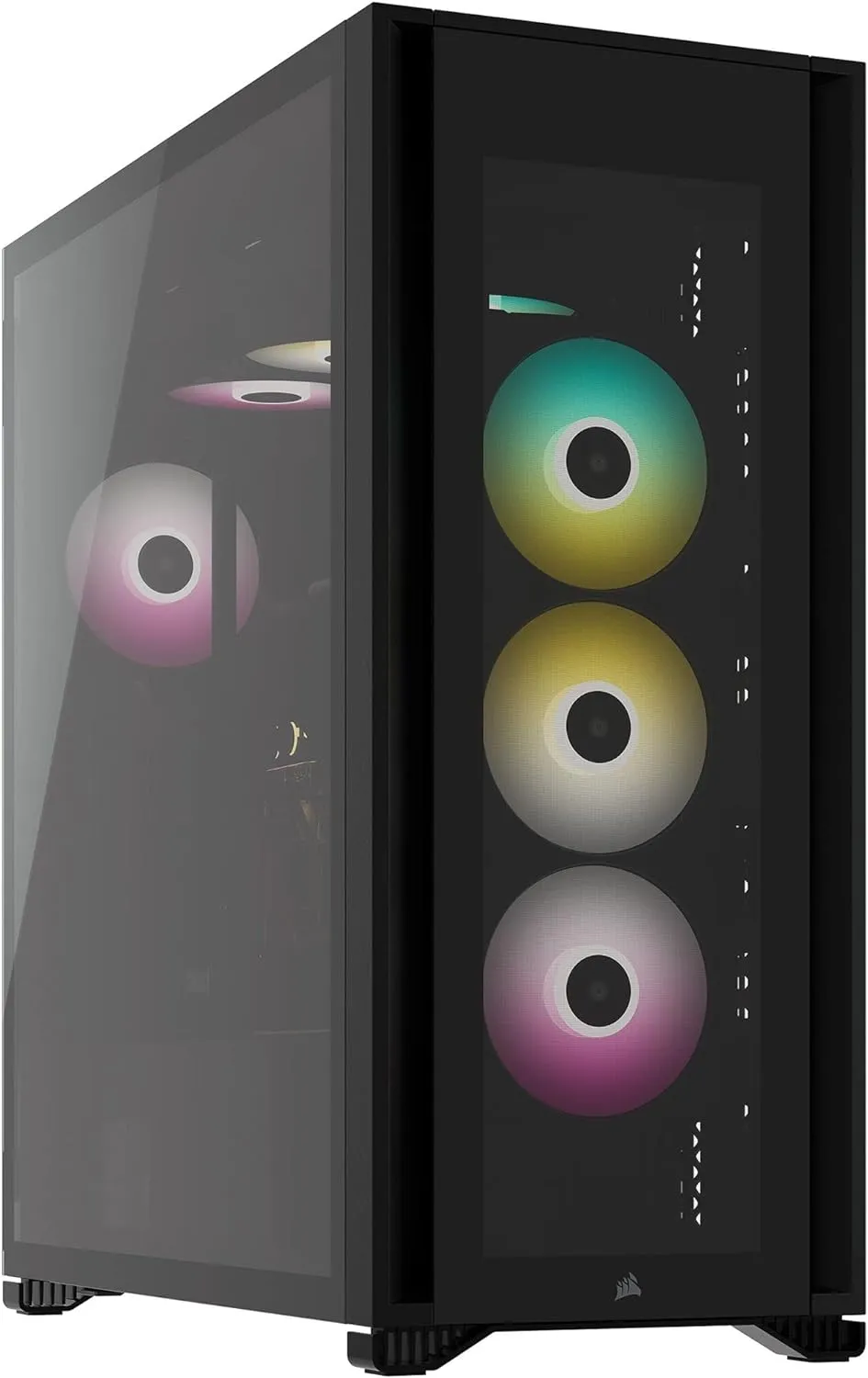 CORSAIR iCUE 7000X RGB Full-Tower ATX PC Case – Three Tempered Glass Panels – Spacious Interior – Easy Cable Management – 4x CORSAIR SP140 RGB ELITE Fans Included – Black