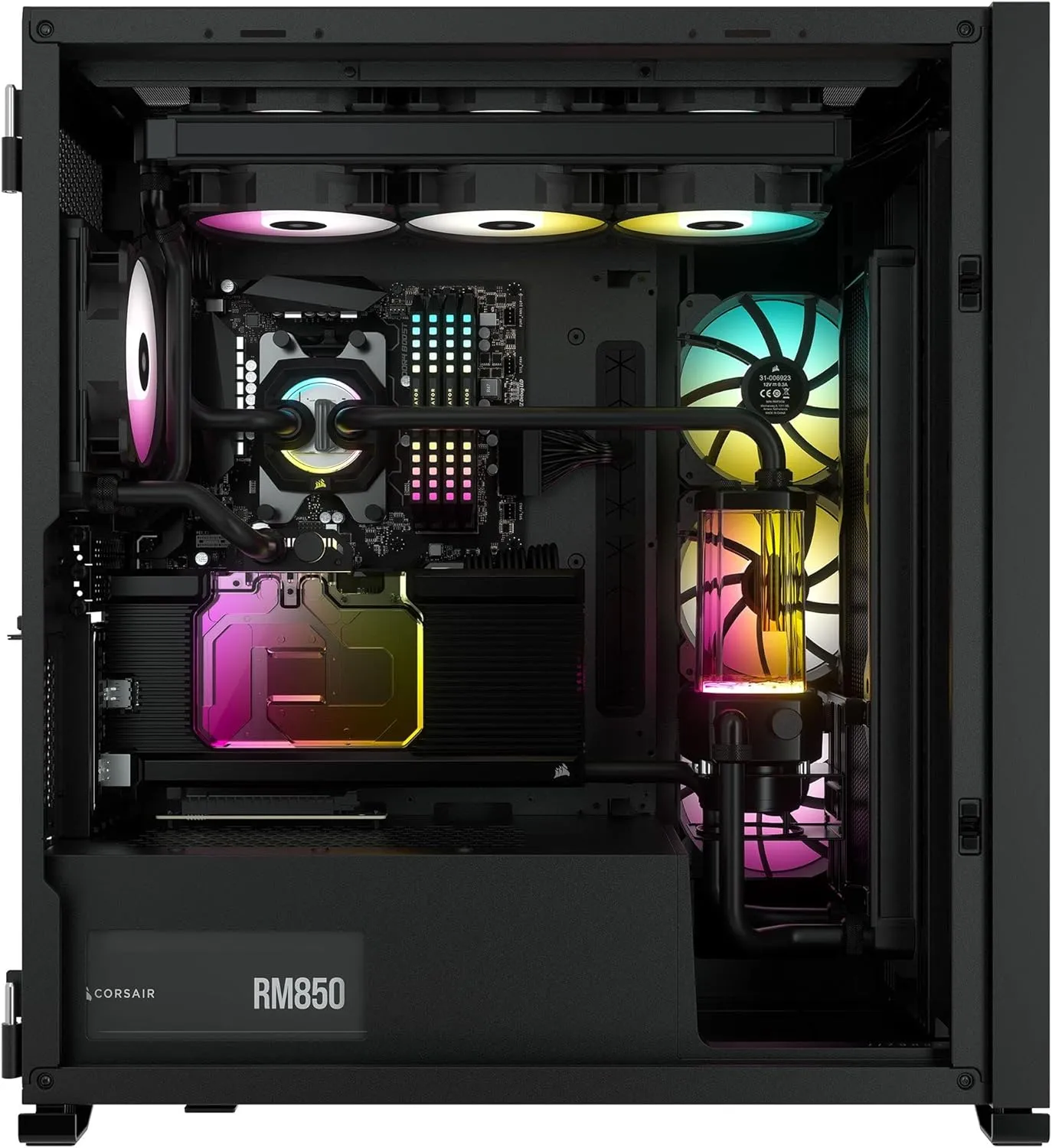 CORSAIR iCUE 7000X RGB Full-Tower ATX PC Case – Three Tempered Glass Panels – Spacious Interior – Easy Cable Management – 4x CORSAIR SP140 RGB ELITE Fans Included – Black